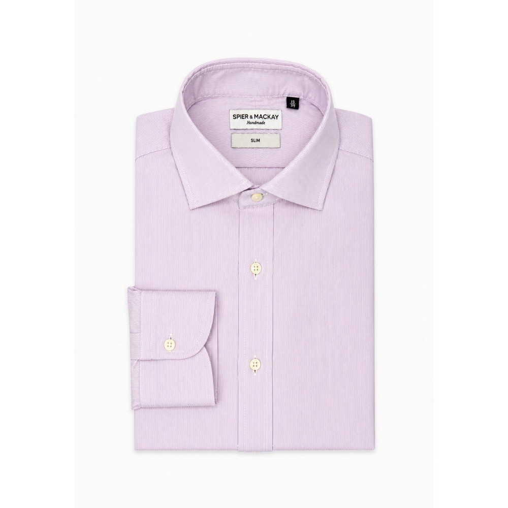 Spier & Mackay Handmade Shirt Mens 15/34 Purple Striped Slim Button Down L/S EUC